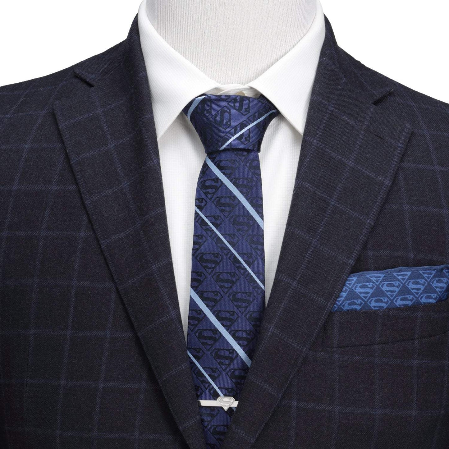 DC Superman Stripe Pattern Blue Silk Men's Tie - Cufflinks.com - Flyclothing LLC