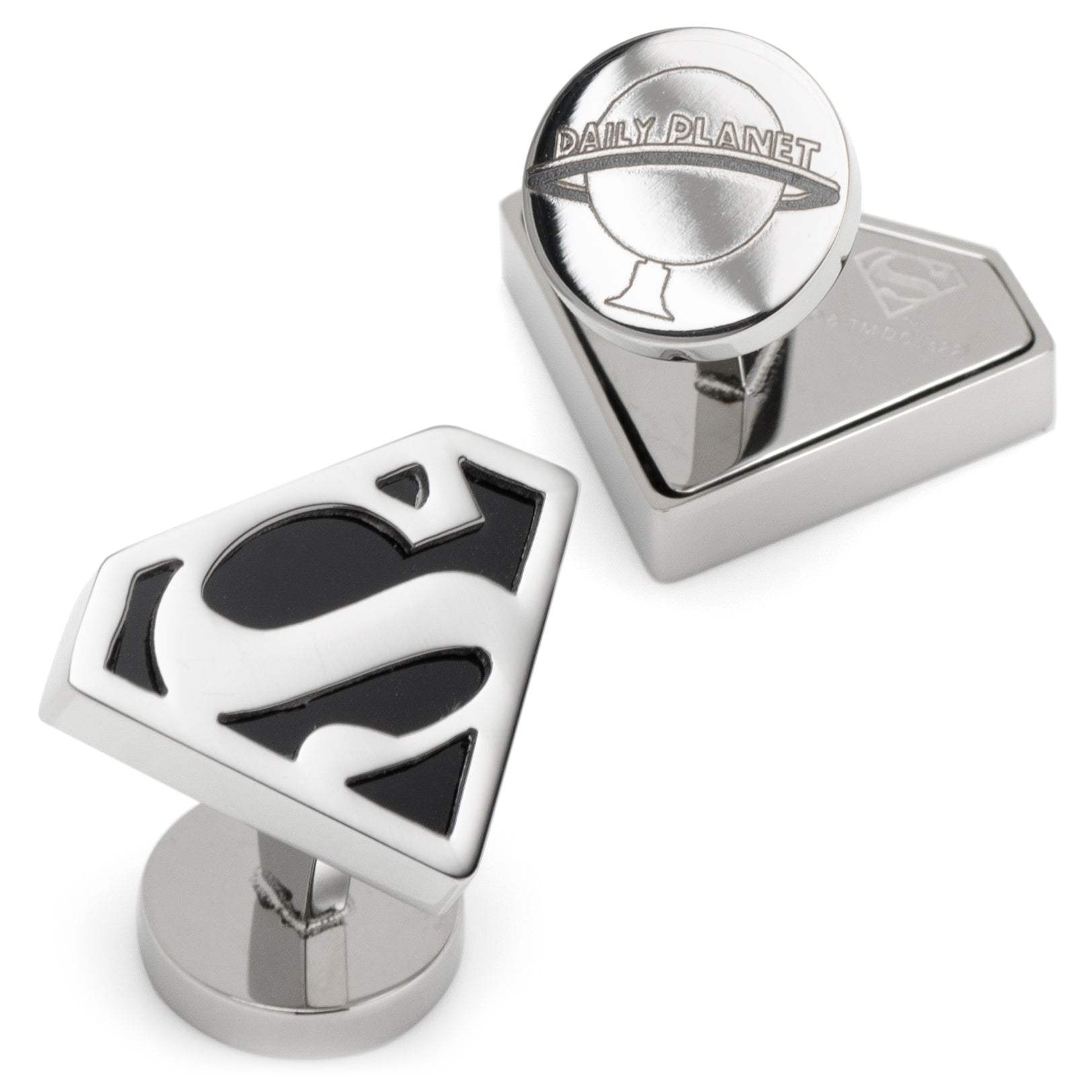 DC Superman Black Onyx Stainless Steel Cufflinks - Cufflinks.com - Flyclothing LLC