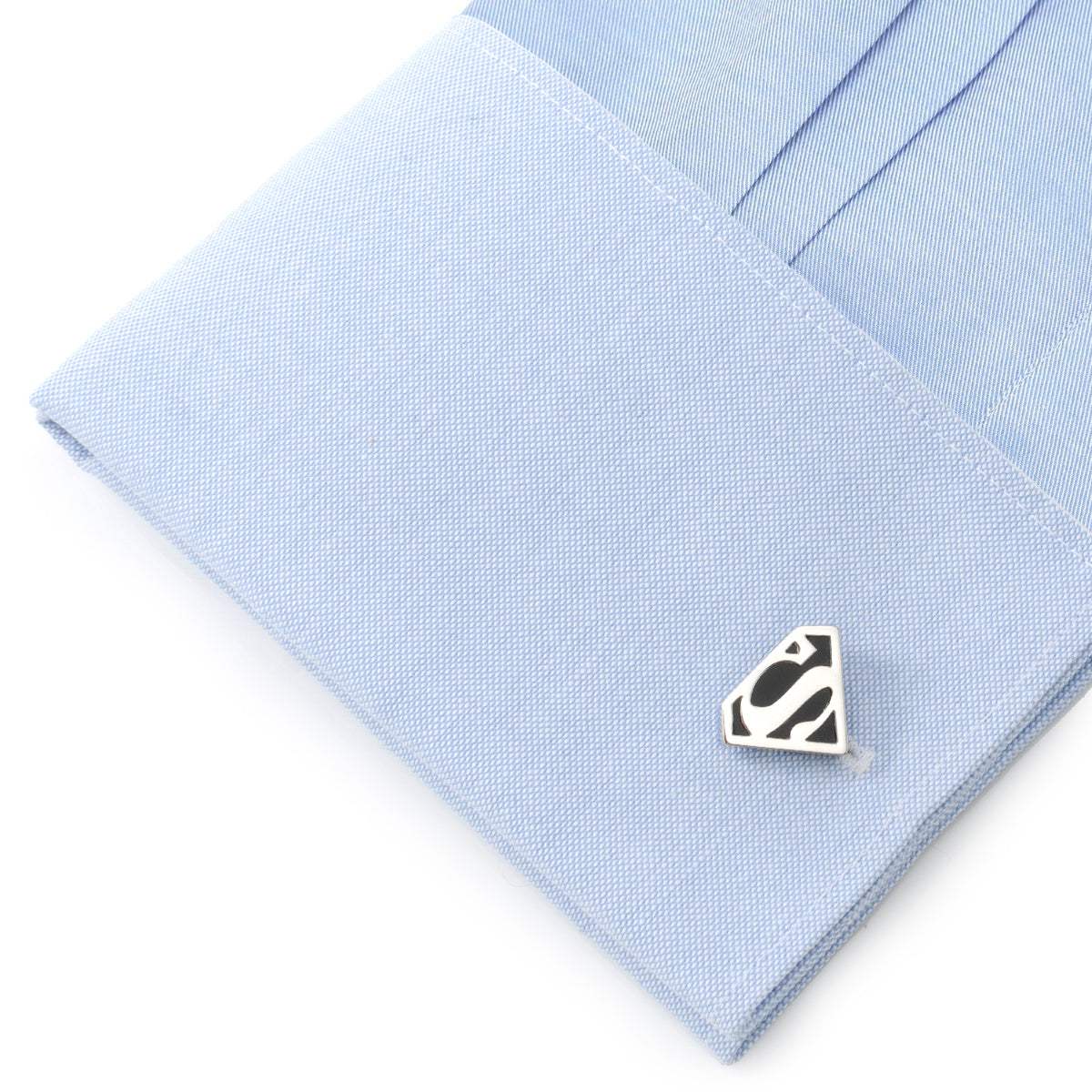 DC Superman Black Onyx Stainless Steel Cufflinks - Cufflinks.com - Flyclothing LLC