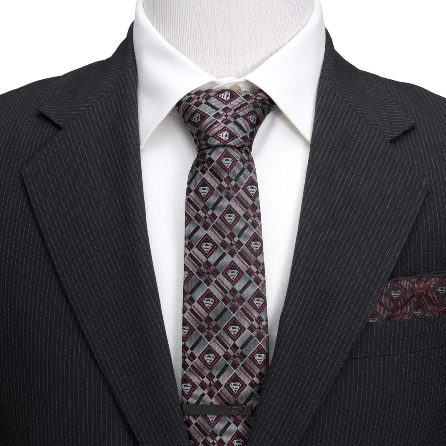 DC Superman Geometric Gray Silk Men's Tie - Cufflinks.com - Flyclothing LLC