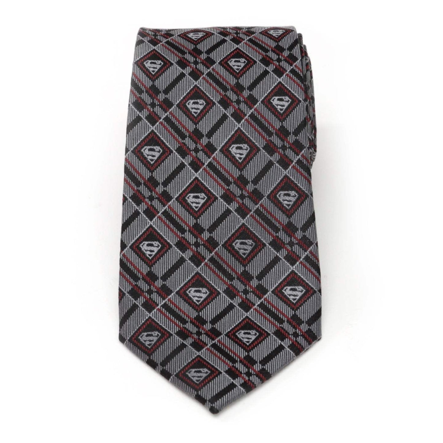 DC Superman Geometric Gray Silk Men's Tie - Cufflinks.com - Flyclothing LLC