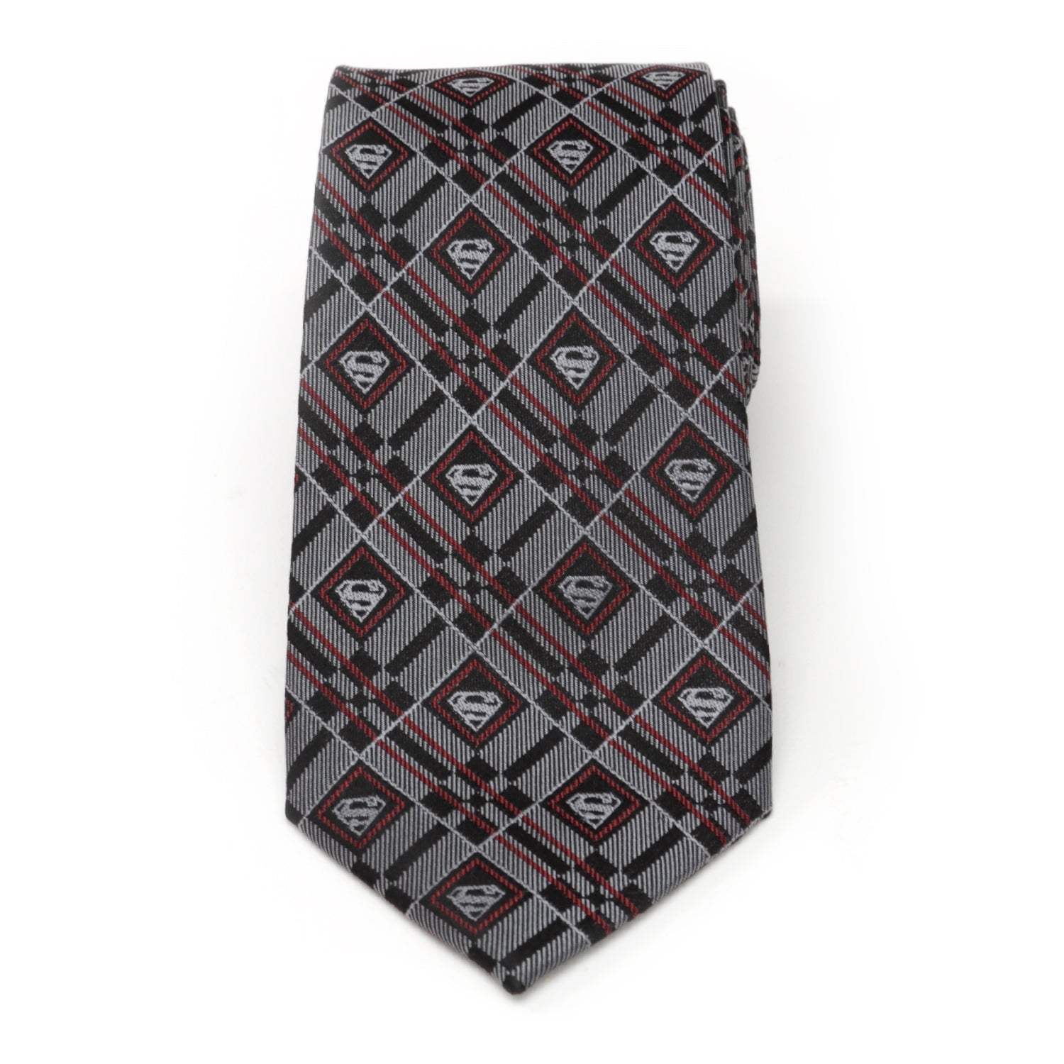 DC Superman Geometric Gray Silk Men's Tie - Cufflinks.com - Flyclothing LLC