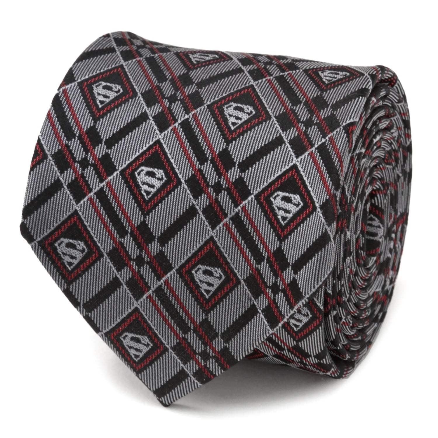 DC Superman Geometric Gray Silk Men's Tie - Cufflinks.com - Flyclothing LLC