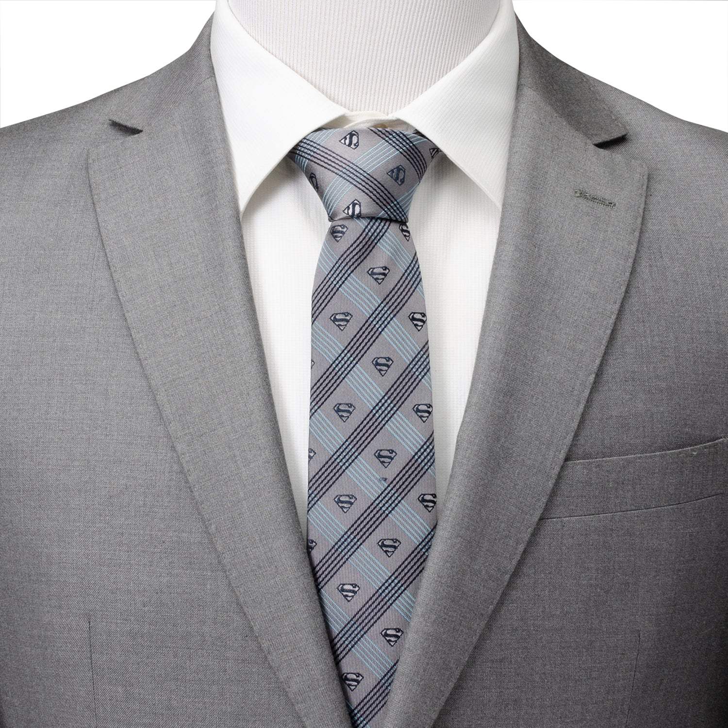 DC Superman Gray Plaid Tie - Cufflinks.com - Flyclothing LLC