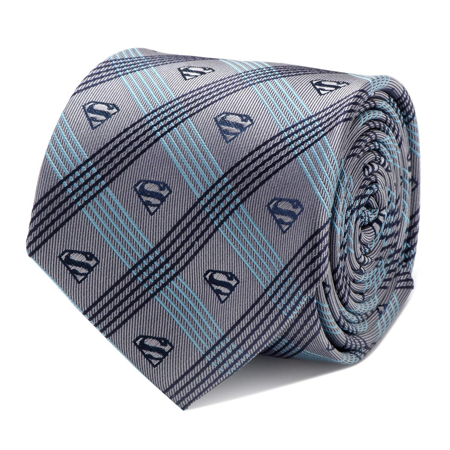 DC Superman Gray Plaid Tie - Cufflinks.com - Flyclothing LLC