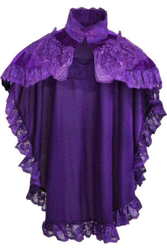 Daisy Corsets Dark Purple Velvet & Lace Capelet - Daisy Corsets - Flyclothing LLC
