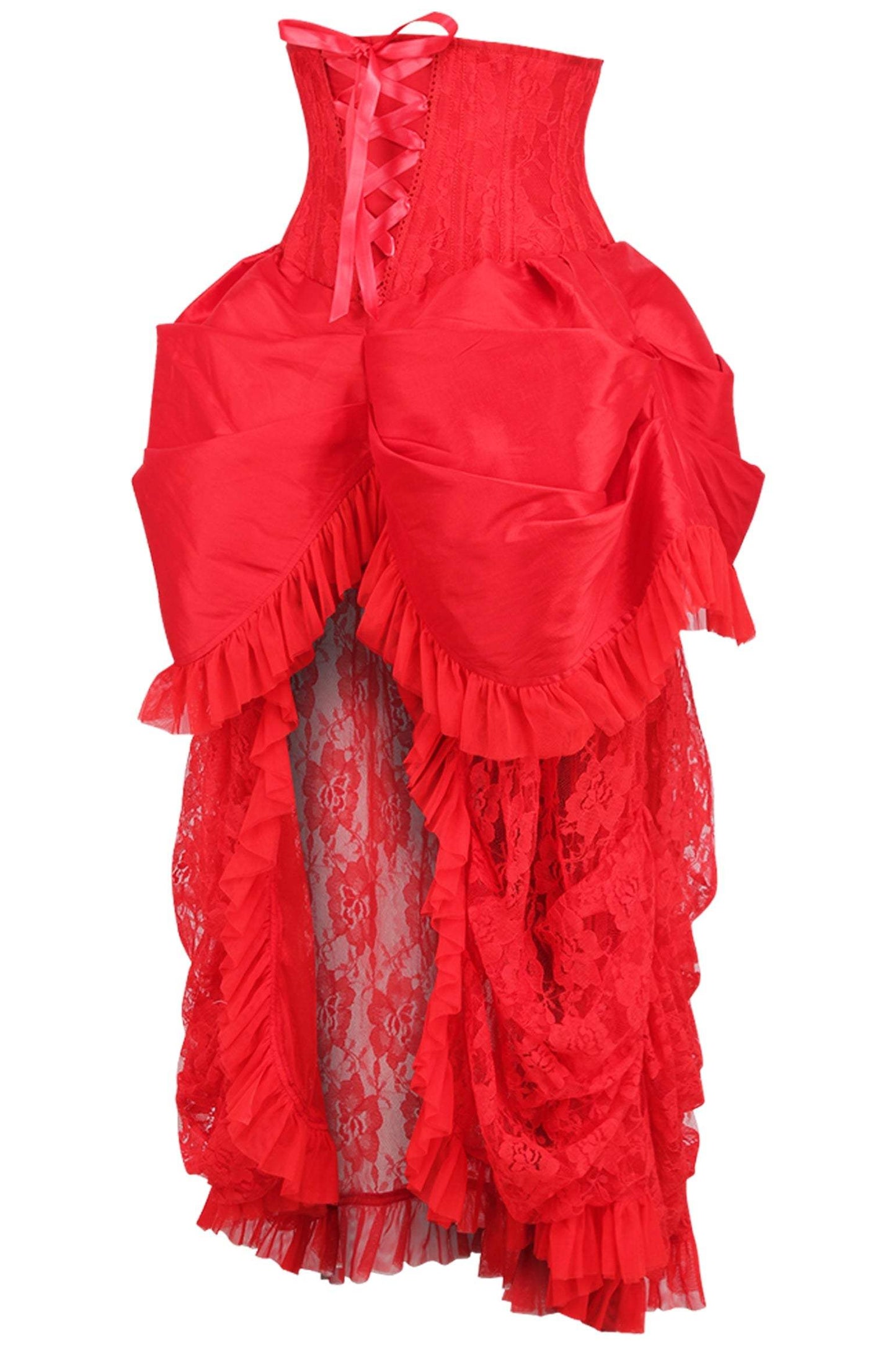 Daisy Corsets Top Drawer Steel Boned Red Lace Victorian Bustle Underbust Corset Dress - Daisy Corsets - Flyclothing LLC