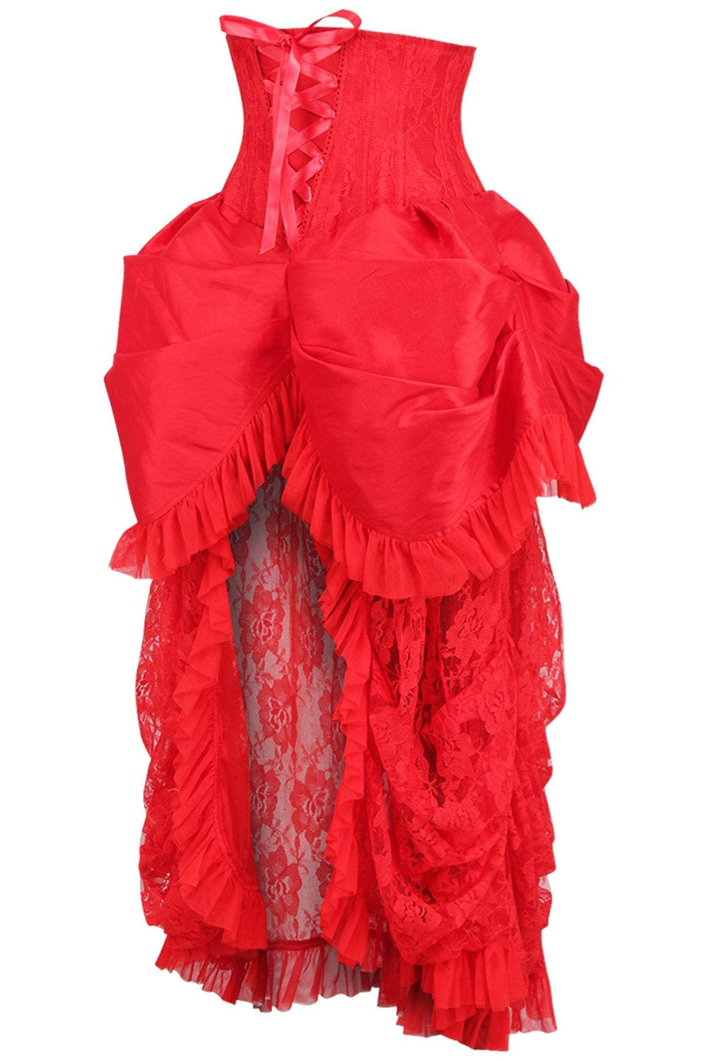 Daisy Corsets Top Drawer Steel Boned Red Lace Victorian Bustle Underbust Corset Dress - Daisy Corsets - Flyclothing LLC