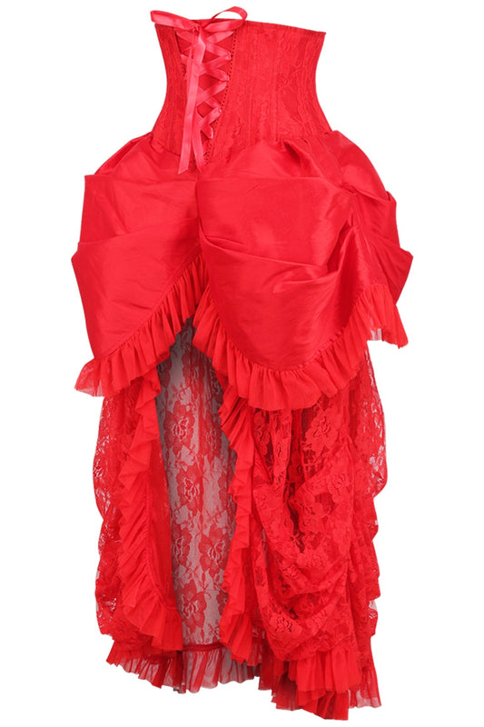 Daisy Corsets Top Drawer Steel Boned Red Lace Victorian Bustle Underbust Corset Dress - Daisy Corsets