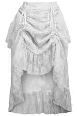 Daisy Corsets White Lace Adjustable High Low Bustle Skirt - Daisy Corsets - Flyclothing LLC