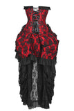 Daisy Corsets Top Drawer Steel Boned Red w/Black Lace Bustle Corset Dress - Daisy Corsets