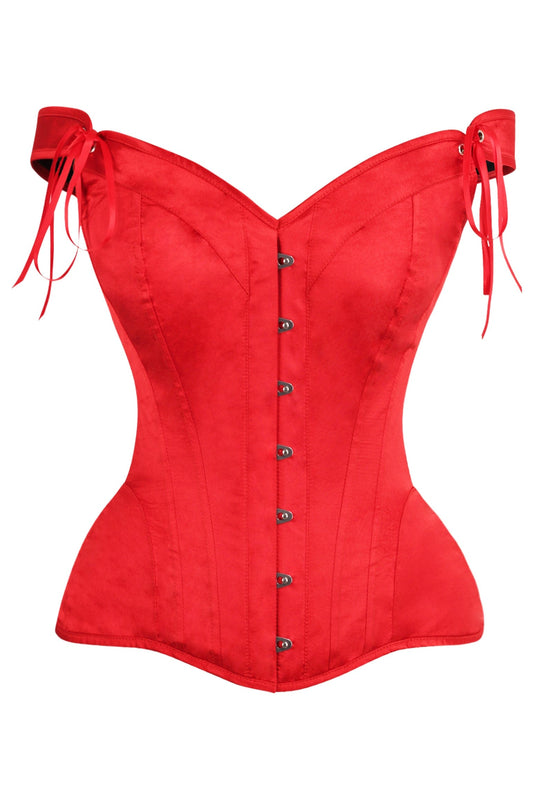 Daisy Corsets Top Drawer Red Satin Steel Boned Corset w/Straps - Daisy Corsets