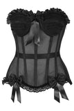 Daisy Corsets Top Drawer Steel Boned Black Mesh Underwire Bustier Corset - Daisy Corsets