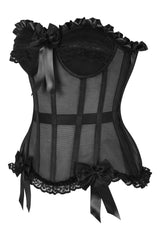 Daisy Corsets Top Drawer Steel Boned Black Mesh Underwire Bustier Corset - Daisy Corsets