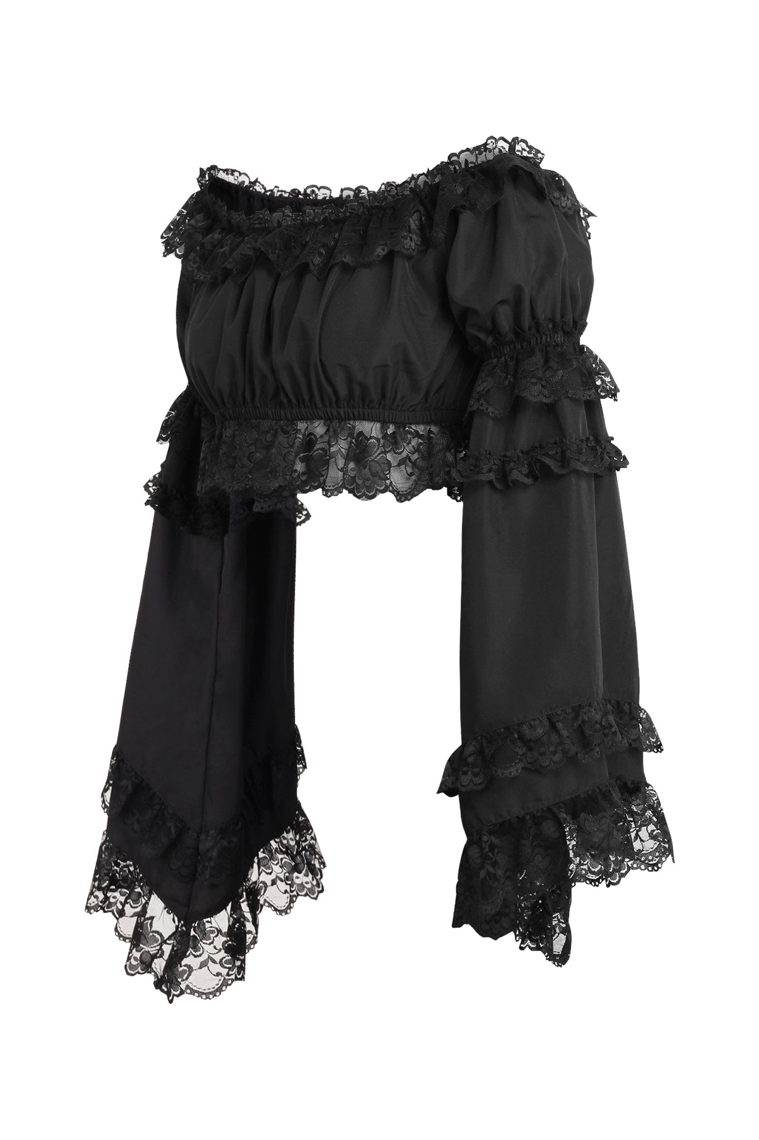 Daisy Corsets Black Smocked Flare Sleeve Peasant Top - Daisy Corsets