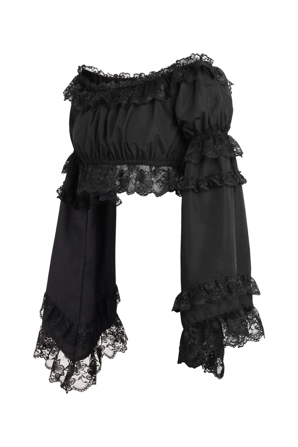 Daisy Corsets Black Smocked Flare Sleeve Peasant Top - Daisy Corsets - Flyclothing LLC