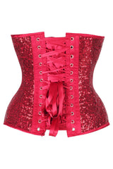 Daisy Corsets Top Drawer Steel Boned Red Sequin Plunge Neckline Overbust Corset - Daisy Corsets - Flyclothing LLC