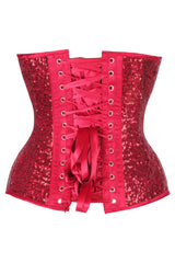 Daisy Corsets Top Drawer Steel Boned Red Sequin Plunge Neckline Overbust Corset - Daisy Corsets