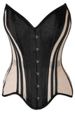 Daisy Corsets Top Drawer Nude Mesh & Black Satin Steel Boned Overbust Corset - Daisy Corsets - Flyclothing LLC