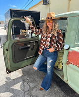 Love Calling Retro Heart Button Up Blouse - Lil Bee's Bohemian - Flyclothing LLC