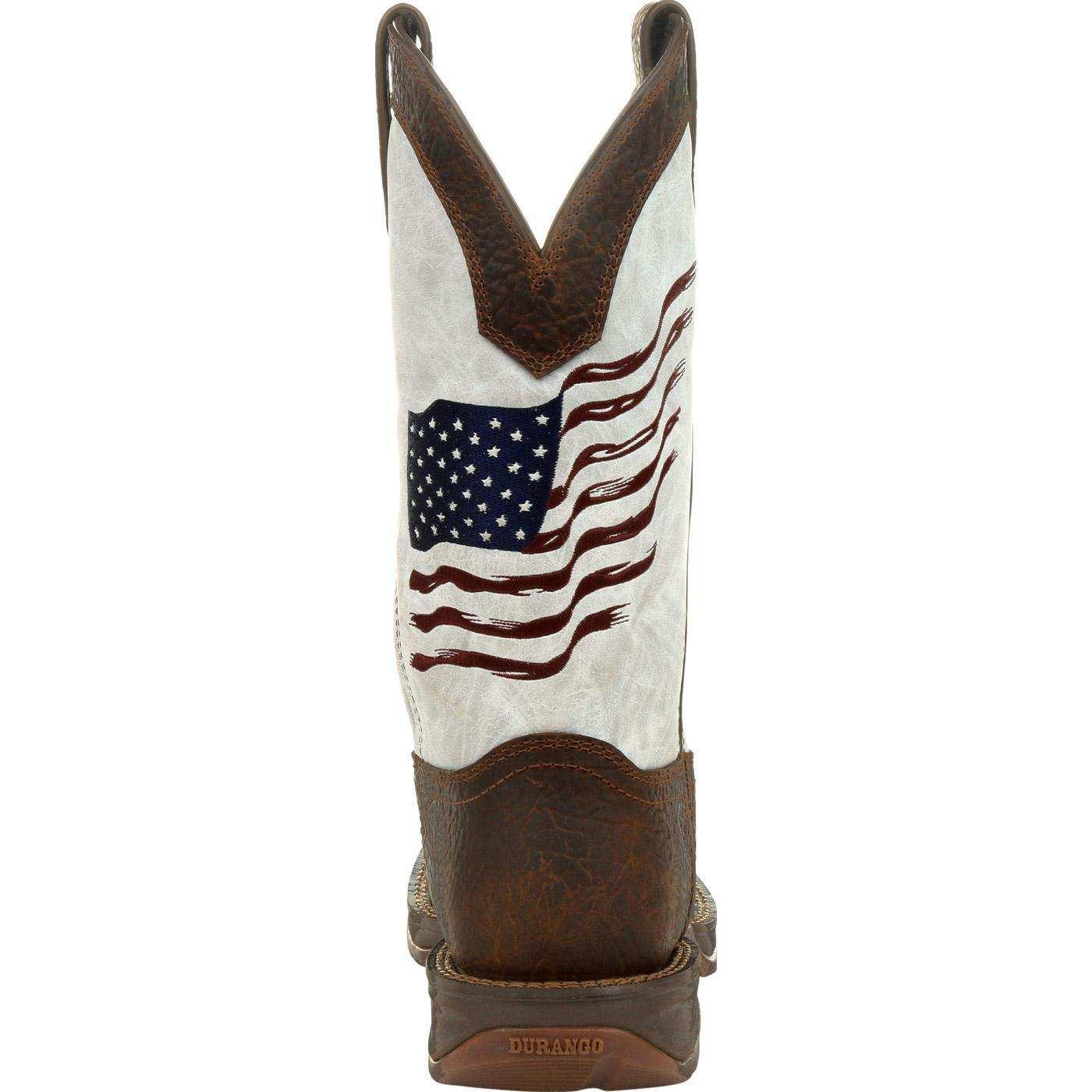 Durango Rebel Flag Embroidered Western Boot Bay Brown White - Durango - Flyclothing LLC