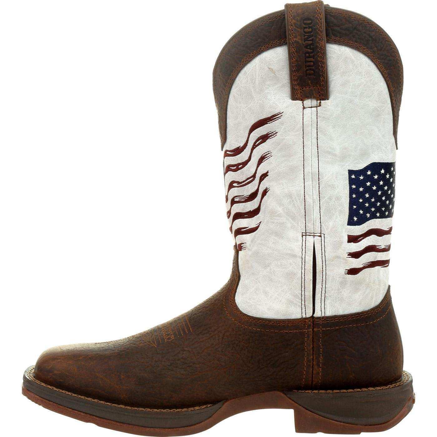 Durango Rebel Flag Embroidered Western Boot Bay Brown White - Durango - Flyclothing LLC