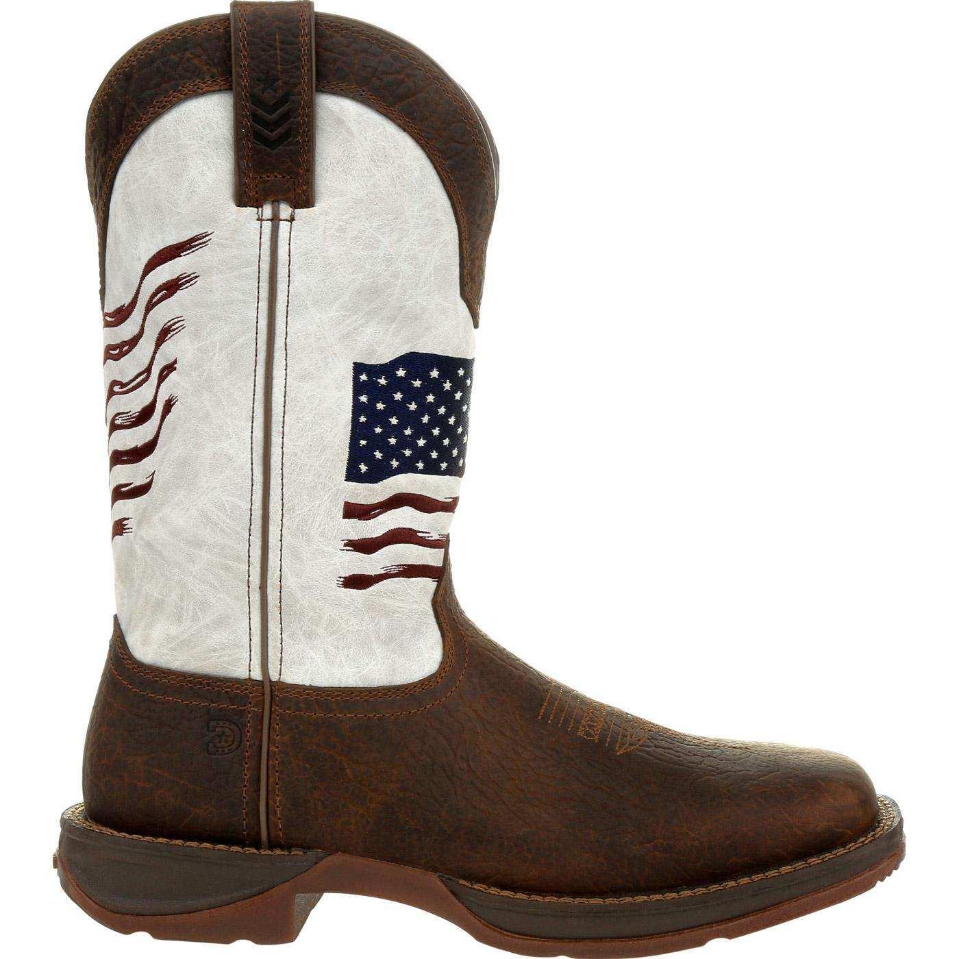 Durango Rebel Flag Embroidered Western Boot Bay Brown White - Durango - Flyclothing LLC