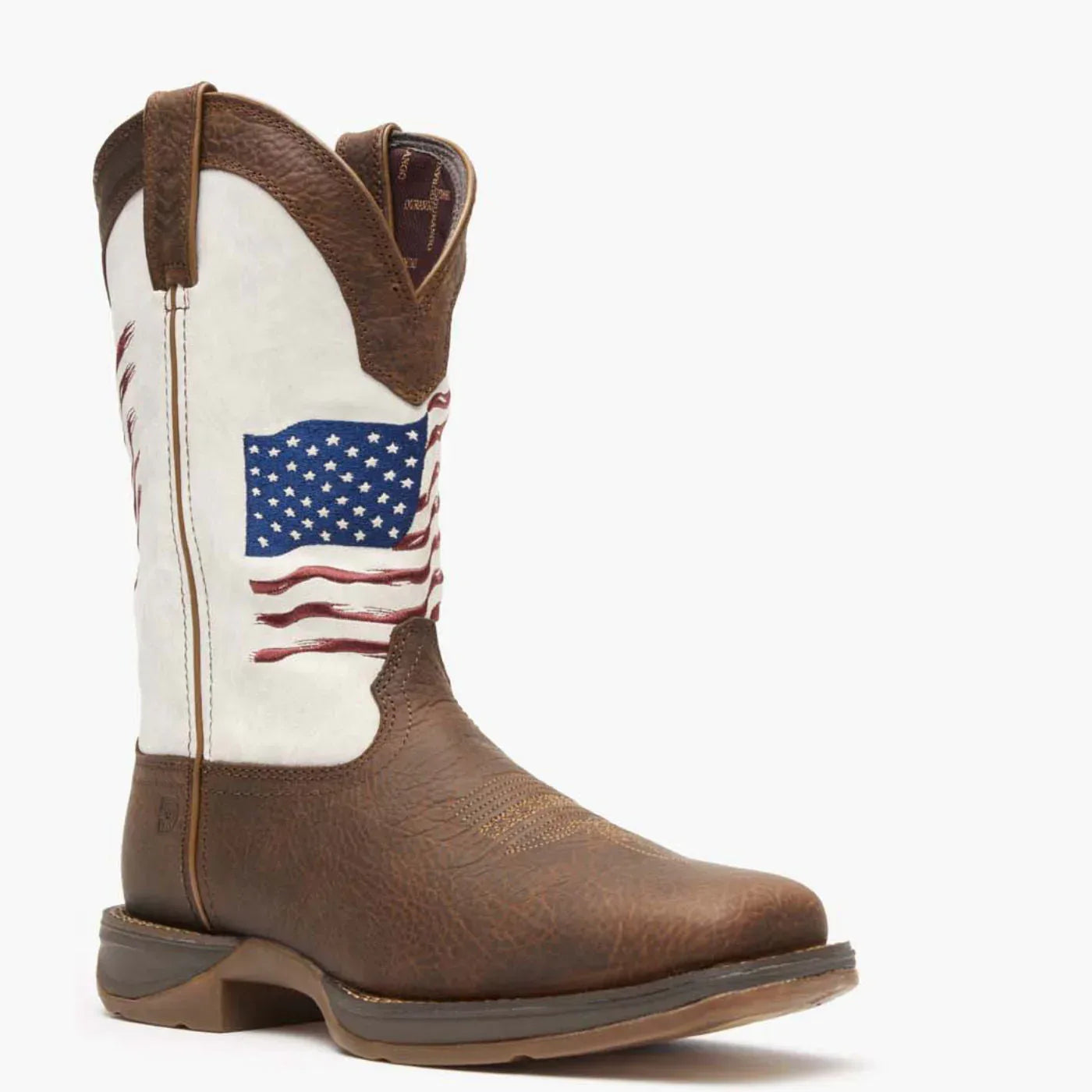Durango Rebel Flag Embroidered Western Boot Bay Brown White - Durango - Flyclothing LLC