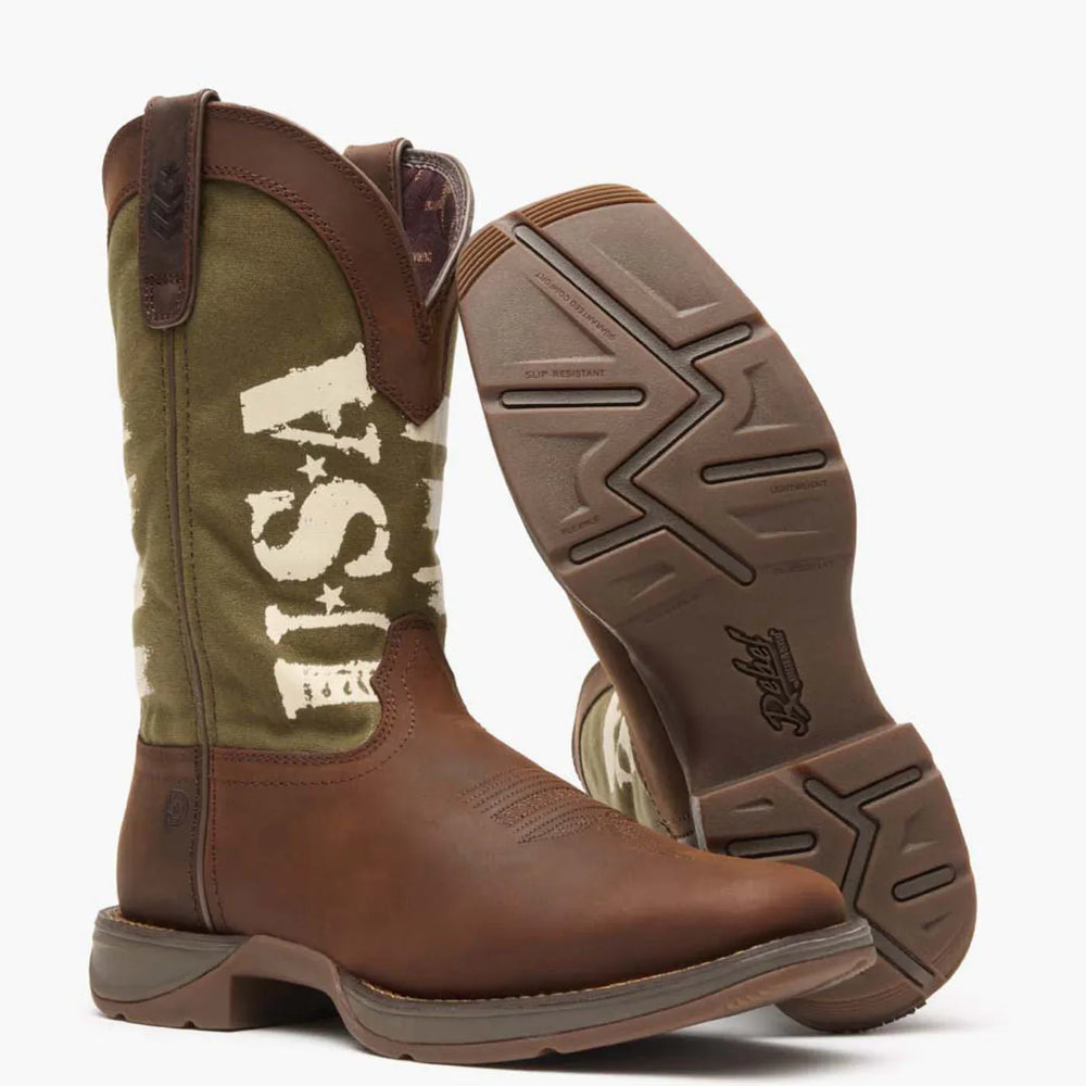 Rebel by Durango® Army Green USA Print Western Boot - Durango - Flyclothing LLC