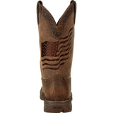 Rebel™ by Durango Brown Distressed Flag Embroidery Western Boot - Durango