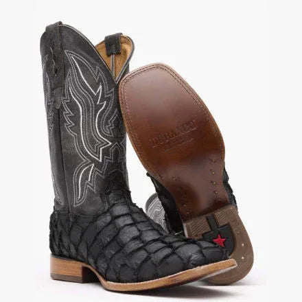 Durango® Premium Exotics Matte Black Pirarucu Western Boot - Durango - Flyclothing LLC