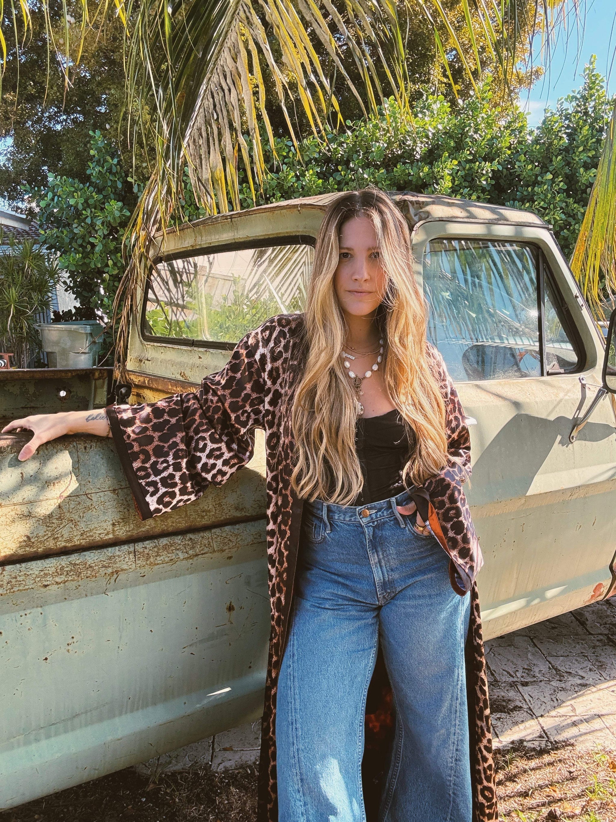 Rebel Yell Horse & Leopard Print Reversible Duster - Lil Bee's Bohemian - Flyclothing LLC