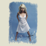 Vestido blanco Debbie Harry con camiseta ajustada de punto