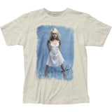 Vestido blanco Debbie Harry con camiseta ajustada de punto