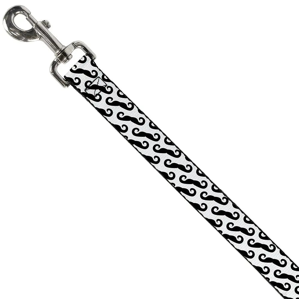 Dog Leash - Diagonal Handlebar Mustaches White/Black - Buckle-Down - Flyclothing LLC