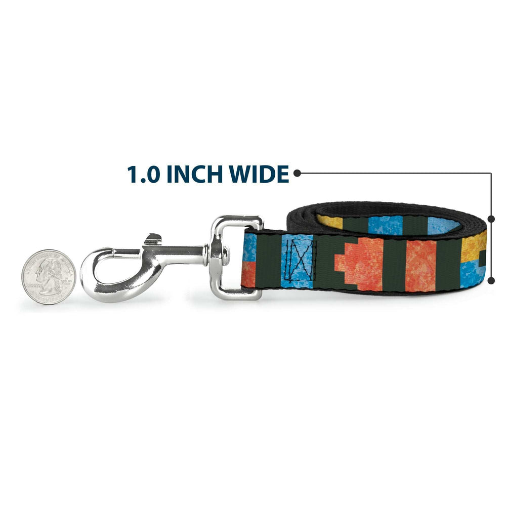 Dog Leash - Geometric8 Charcoal/Orange/Gold/Blue - Buckle-Down - Flyclothing LLC