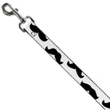 Dog Leash - Mustaches White/Black