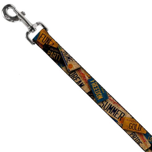 Dog Leash - Cali License Plates Stacked Vintage - Buckle-Down - Flyclothing LLC