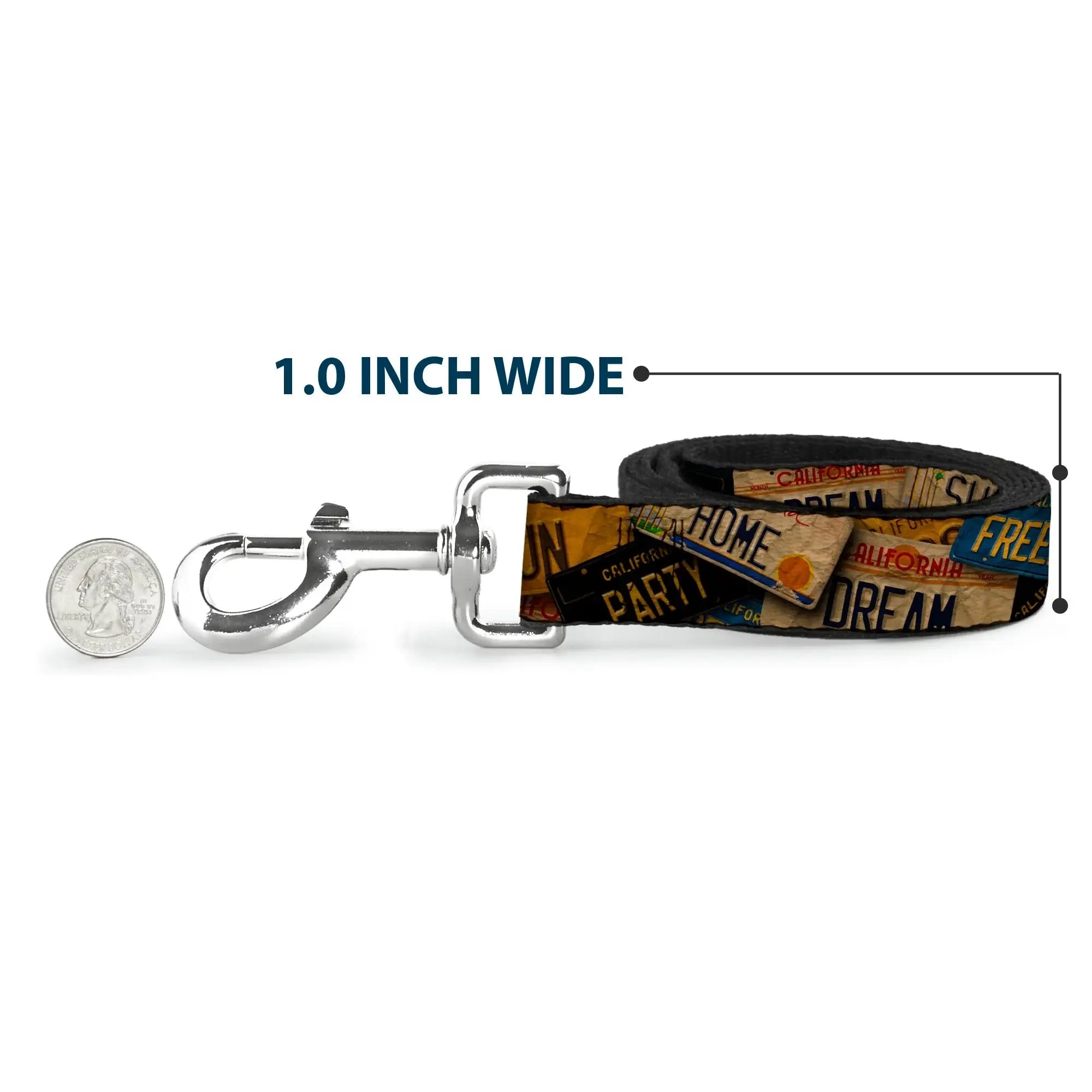 Dog Leash - Cali License Plates Stacked Vintage - Buckle-Down - Flyclothing LLC