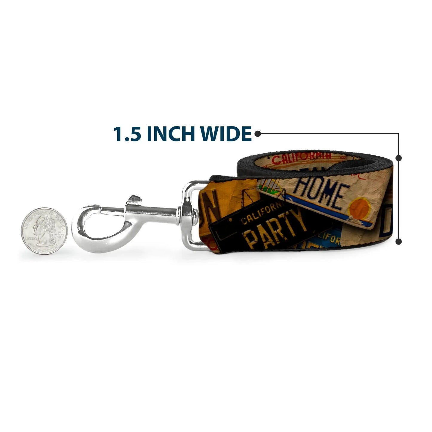 Dog Leash - Cali License Plates Stacked Vintage - Buckle-Down - Flyclothing LLC