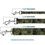 Dog Leash - Camo Olive Skull Yard