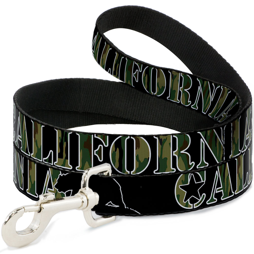 Dog Leash - CALIFORNIA/Bear Silhouette Black/Camo Olive - Buckle-Down - Flyclothing LLC