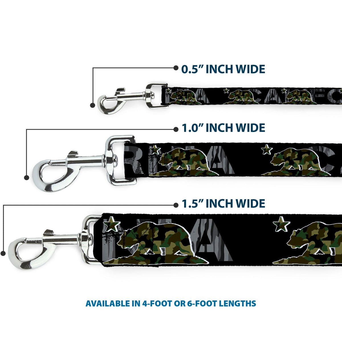 Dog Leash - CALIFORNIA/Flag Bear Black/Camo Gray/Camo Olive