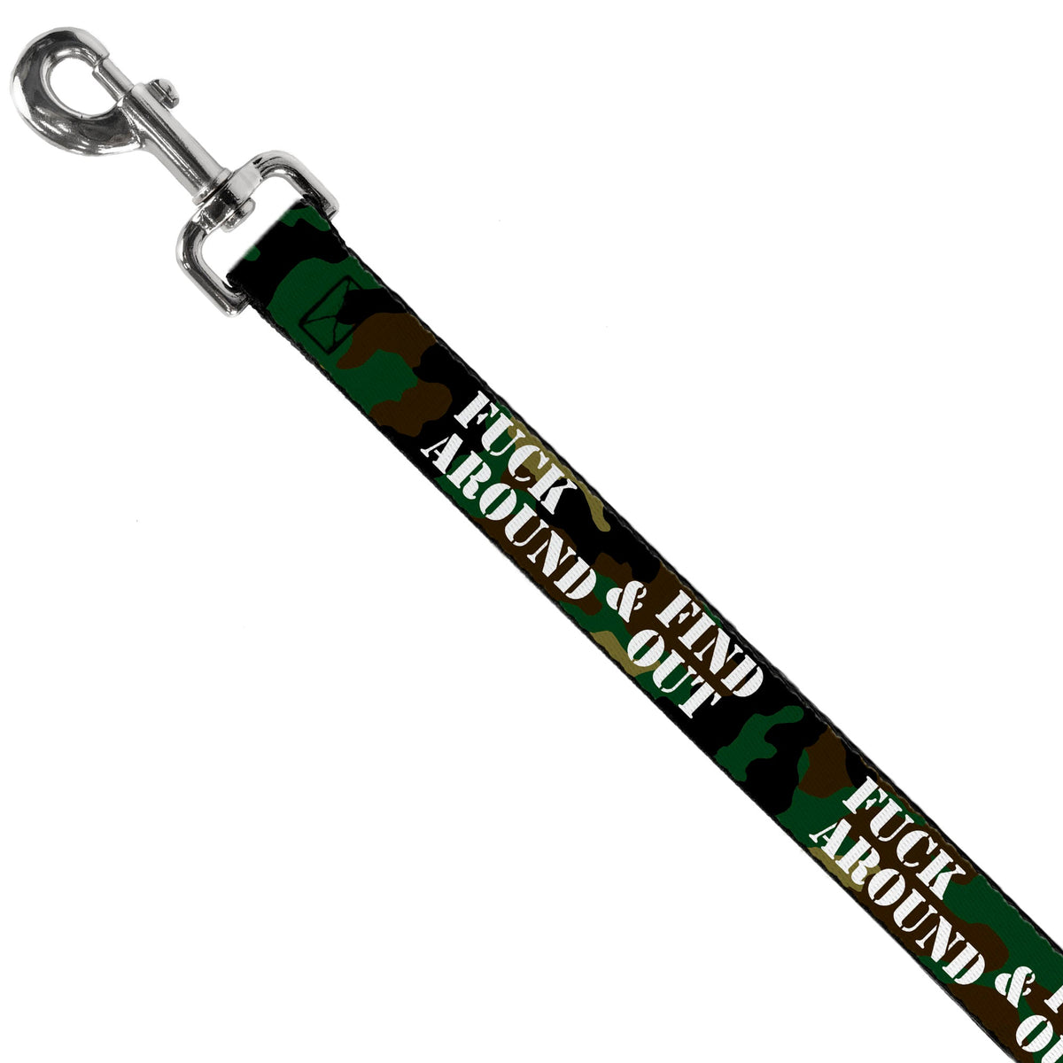 Dog Leash - FAFO FUCK AROUND & FIND OUT Stencil Camo/White - Buckle-Down - Flyclothing LLC
