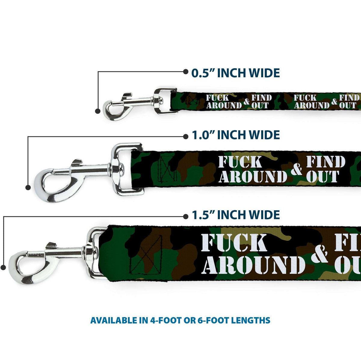 Dog Leash - FAFO FUCK AROUND & FIND OUT Stencil Camo/White - Buckle-Down - Flyclothing LLC