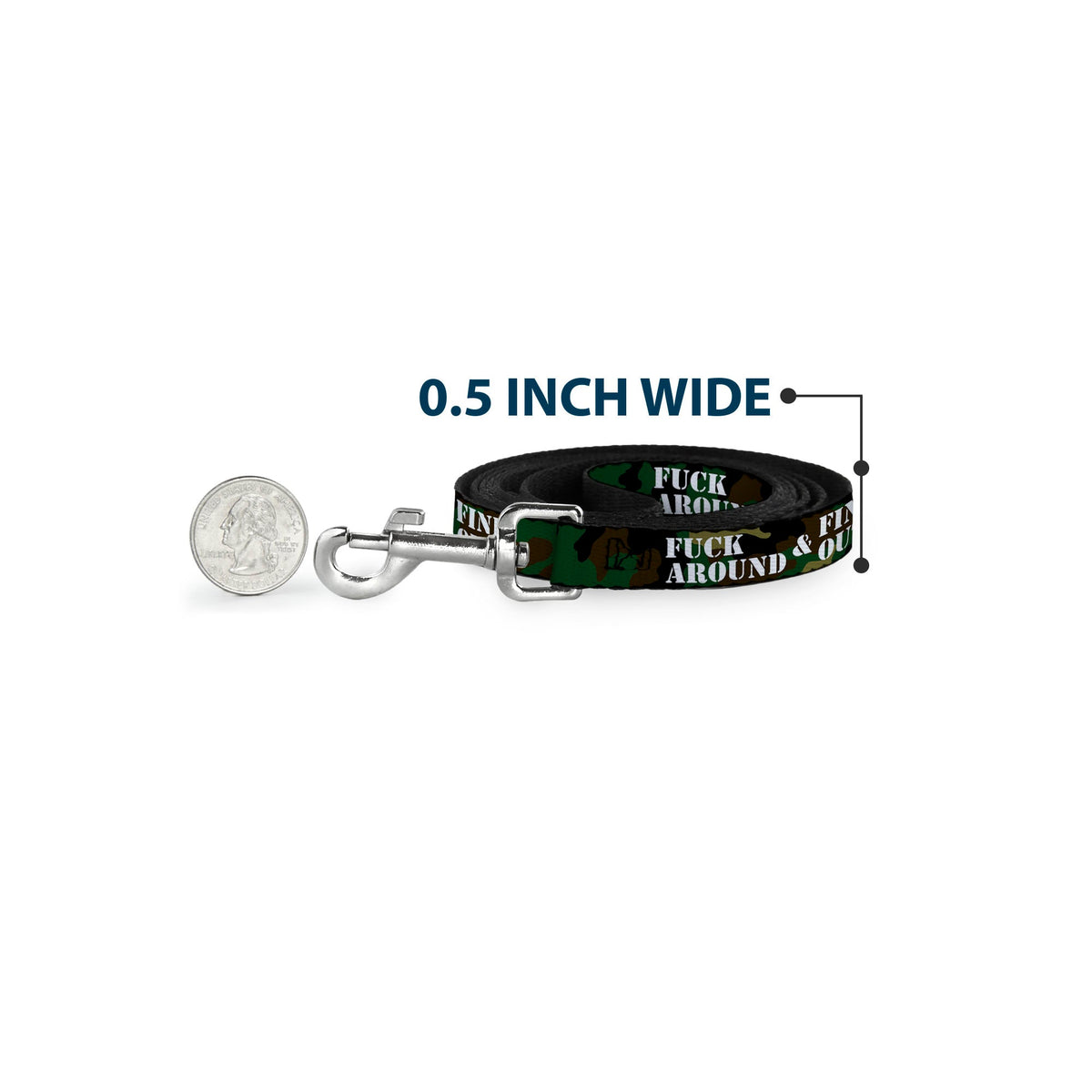 Dog Leash - FAFO FUCK AROUND & FIND OUT Stencil Camo/White - Buckle-Down - Flyclothing LLC