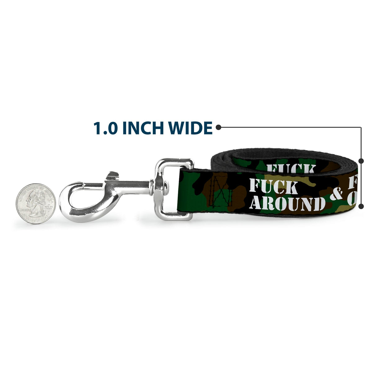 Dog Leash - FAFO FUCK AROUND & FIND OUT Stencil Camo/White - Buckle-Down - Flyclothing LLC