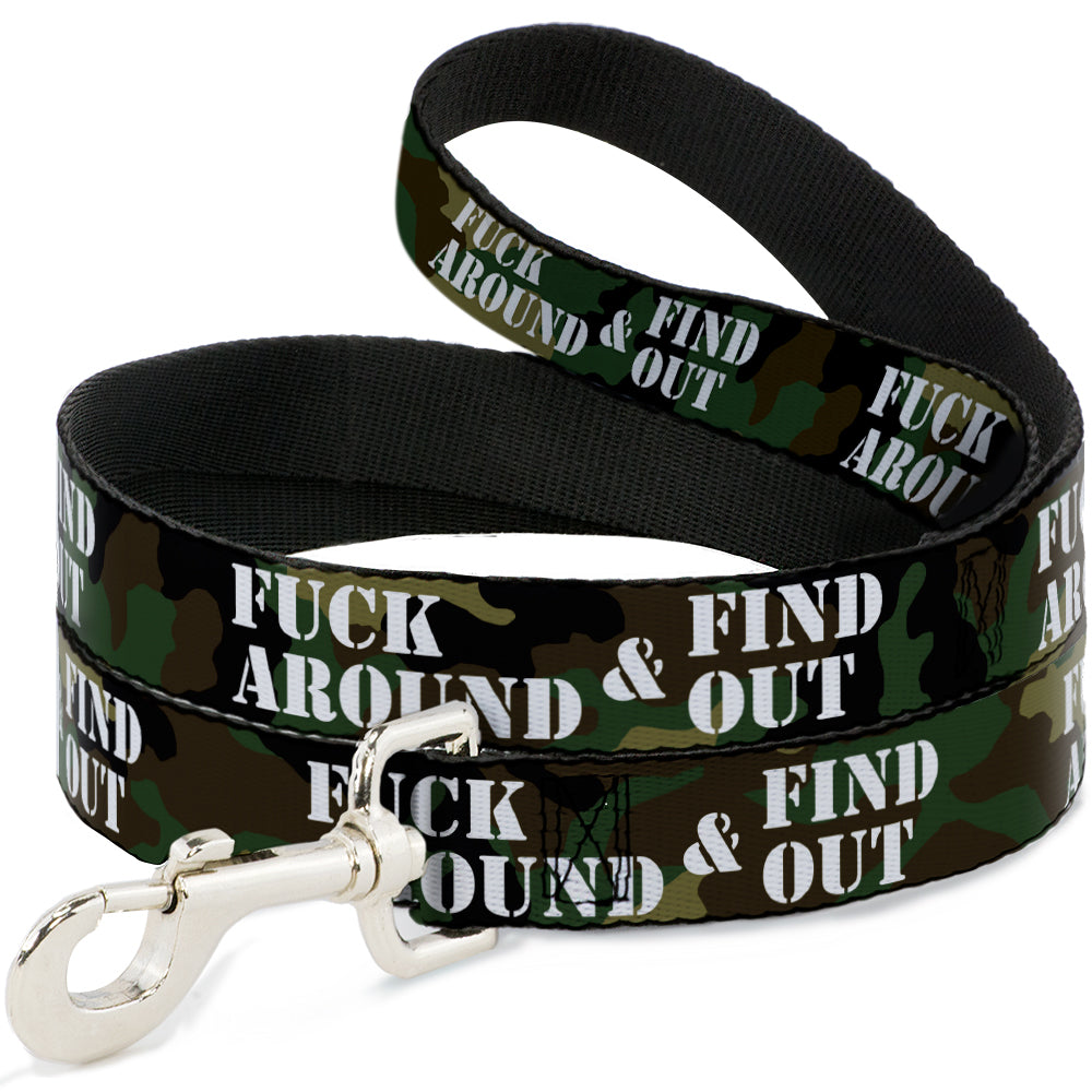 Dog Leash - FAFO FUCK AROUND & FIND OUT Stencil Camo/White - Buckle-Down - Flyclothing LLC