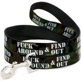 Dog Leash - FAFO FUCK AROUND & FIND OUT Stencil Camo/White - Buckle-Down - Flyclothing LLC