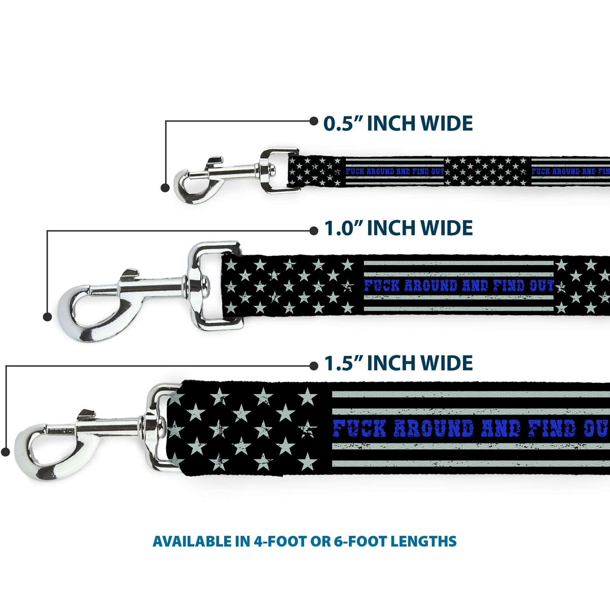 Dog Leash - FAFO FUCK AROUND AND FIND OUT Thin Blue Line Flag
